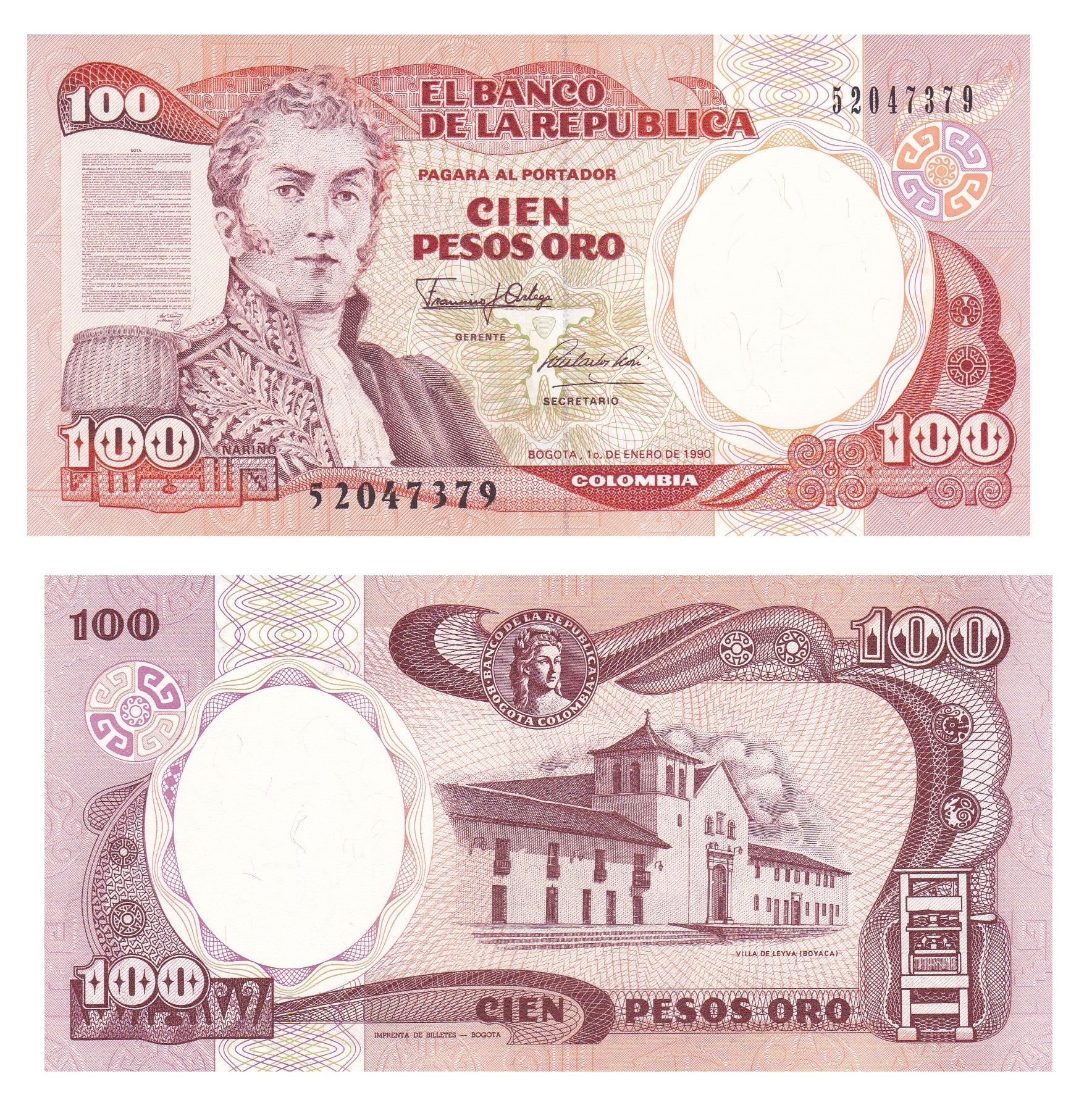 Colombia #426e 100 Pesos Oro  01.01.1990